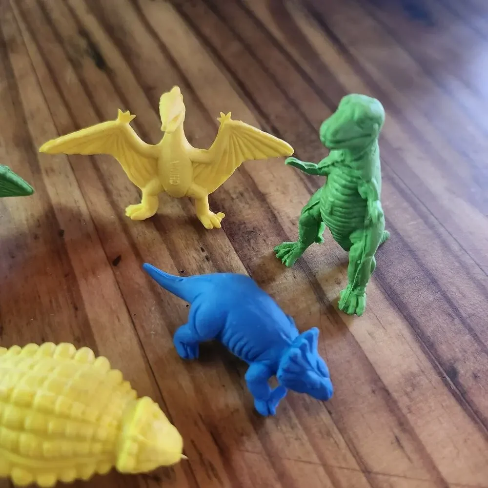 6 Vintage Diener Erasers Lot Dinosaurs Rubber Pterodactyl Ankylosaurus T-Rex